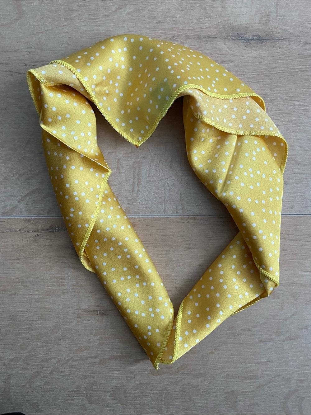 NWOT Yellow Small Polka Dot Silk-Feel Scarf